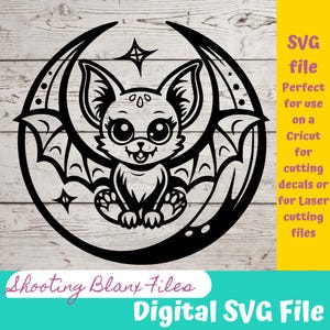 Bat and Moon SVG File: Laser Cut Cricut Design (Digital Download)