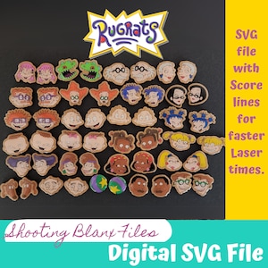 Rugrats Cartoon Laser Cut Earrings Bundle/ SCORE lines for faster Laser time/Digital file