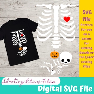 Skelett Baby Halloween Shirt SVG Schichtdatei - Cricut - Glowforge Horror Shirt| Digitale Datei Cricut - Schwanger - Schwangerschaft - Babybauch