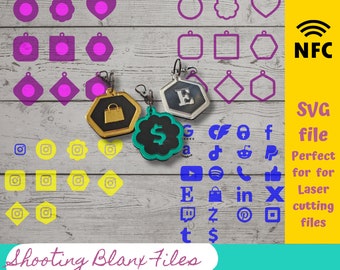 Social Media NFC Keychain SVG: Customizable Icon Frames (Digital File)