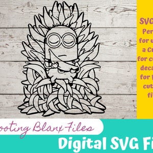 Fichier SVG jaune travailleur parfait pour Cricut, camée ou silhouette également pour la gravure laser Glowforge, dessin animé, banane