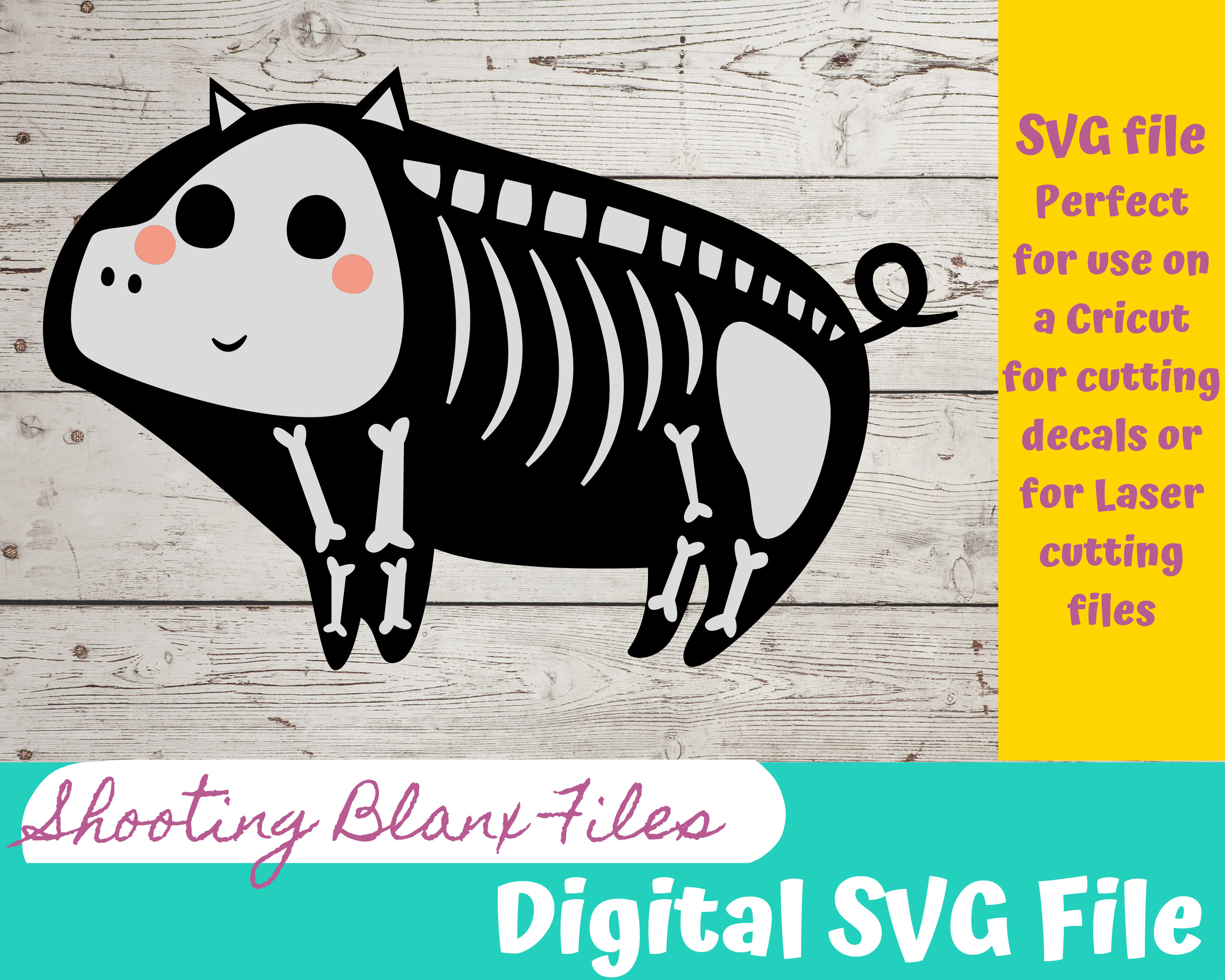 Pig Skeleton SVG: Cricut & Glowforge Ready (Digital Download)