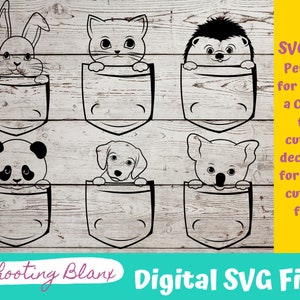 Pocket Animal Buddies bundle SVG file perfect for Cricut, Cameo, or Silhouette also for laser engraving Glowforge, dog, cat, koala, Panda