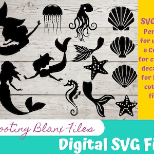 Arquivo SVG do pacote Mermaid Under the Sea para Cricut - gravação a laser Glowforge, oceano, subaquático, estrela do mar, cauda de sereia