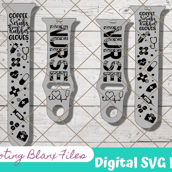 Nurse Doctor Heartbeat Watch band, SVG Digital File for Watch bands, laser file, Glowforge file, engraving, Needle, band aid, Cheetah print