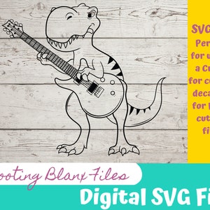 T-rex Dino gitaar SVG bestanden perfect voor Cricut, Cameo of Silhouette ook voor lasergravure Glowforge, Jurassic, Ice Age, muziek