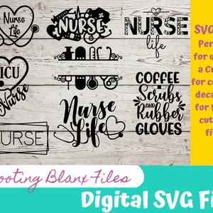 Nurse SVG Bundle: Cricut & Glowforge Decal Templates (Digital Download)