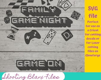 Family Game Night SVG File: Cricut, Silhouette, Glowforge (Digital Download)