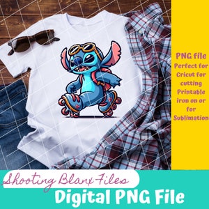 May include: A blue cartoon character with a backpack and roller skates. The character is wearing goggles and has a friendly expression. The image is a digital PNG file.