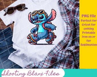Stitch Roller Skating PNG File: Summer Sublimation Design (Digital Download)