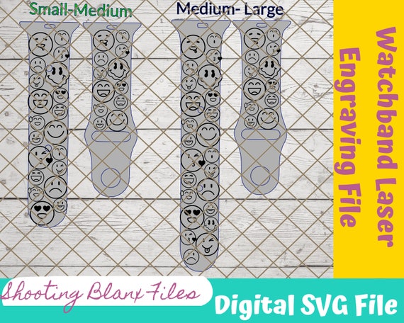 Smiley Face Emoji Watch Band SVG File: Laser Engraved Design