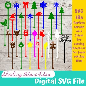 Natal Stir Swizzle Sticks Arquivos SVG | Agitadores de bebidas de férias | Glowforge Feliz Natal | Arquivo digital de corte, laser, Papai Noel, Rudolf