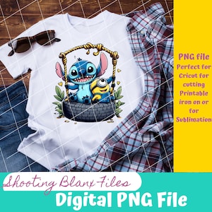 Tire Swing Stitch i Przyjaciel, Lato, Plik PNG, TYLKO PLIK CYFROWY, Plik naklejek, Sublimacja, Kubek, koszulka, torba, sztuka ścienna, Najlepsi Przyjaciele