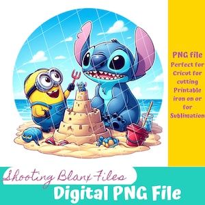 Beach Day Stitch, Summer, PNG File, DIGITAL file ONLY, Sticker File, Sublimation, Tumbler, shirt, bag, wall art, sand castle, Best friends