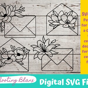 Sobres de flores Archivo de paquete SVG perfecto para Cricut, Cameo o Silueta también grabado Glowforge, baby shower, amor, signo