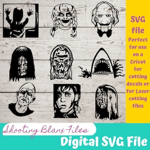 Archivos SVG de terror perfectos para Cricut & Modern Horror, también para corte por láser Glowforge, Halloween Files, miedo, monstruos de películas