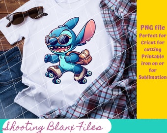 Stitch Roller Skating PNG File: Summer Vibes (Digital Download)