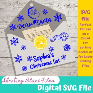 Carta de Papá Noel adorno de Navidad SVG Carta personalizada a Santa archivo cortado con láser Querido adorno de sobre de Papá Noel lista de deseos de Navidad, Glowforge
