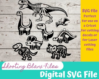 Dinosaur Skeleton SVG Bundle: Cricut, Silhouette, Glowforge (Digital Download)