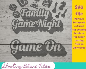 Arquivo SVG para Noite de Jogos em Família: Cricut, Silhouette, Glowforge (Download Digital)