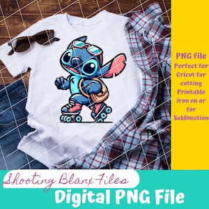 Pattinaggio a rotelle Stitch, Estate, File PNG, SOLO file DIGITALE, Adesivo, Sublimazione, Tumbler, camicia, borsa, arte della parete, vibrazioni da spiaggia