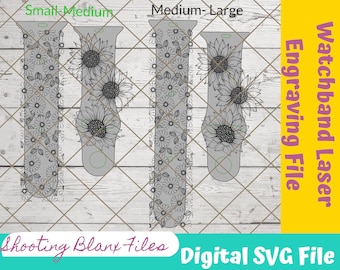 Sunflower Watch Band SVG File: Laser Engraved Design
