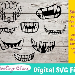Fichiers SVG Teeth / bundle parfaits pour Cricut, Cameo ou Silhouette également pour la gravure au laser Glowforge, monstre, bouche, lèvres, dent