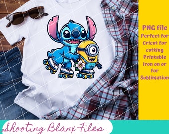 Stitch and Friend Roller Skating PNG File: Sublimation & Crafts (Digital Download)