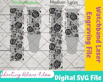Rose Flower Watch Band SVG File: Laser Engraved Design (Digital Download)