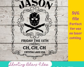 Jason Voorhees Whiskey Flask Label SVG: Horror Halloween Cut File (Digital File)