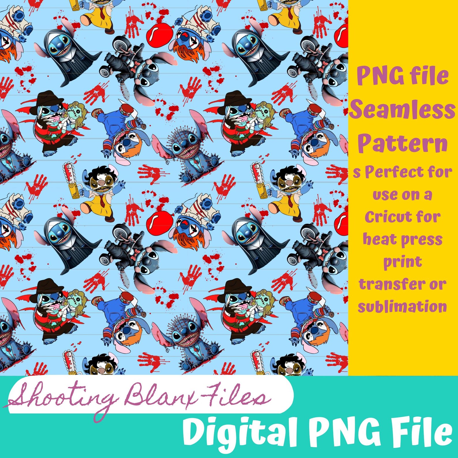 Horror Stitching Vector Horror Stitch Characters Seamless Digital Pattern, Fall Seamless ...