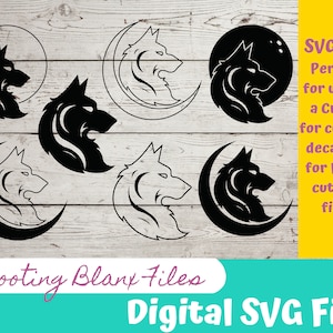 Plik SVG wilka i księżyca do Cricut i grawerowania laserowego Glowforge, Straszny, Halloween, Minimalistyczny, Halloween, wilkołak, wycie