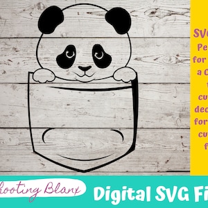 Archivo SVG Pocket Panda Buddy perfecto para Cricut, Cameo o Silhouette también para grabado láser Glowforge, mascota, animal, oso