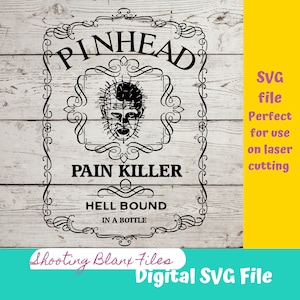 Horror Whiskey Flask Label SVG: Pinhead Hellraiser Cut File (Digital File)