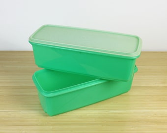 Vintage Tupperware Jadeite Large Celery Keeper Veggie Fridge Container 2 Containers and 1 Lid