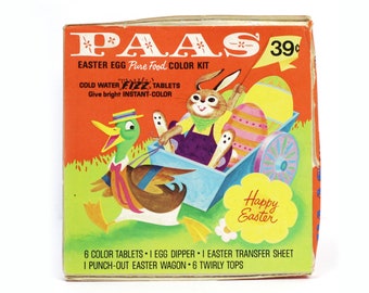 Vintage Factory Sealed 1960's PAAS Easter Egg Color Dye Kit with Fizz Tablets