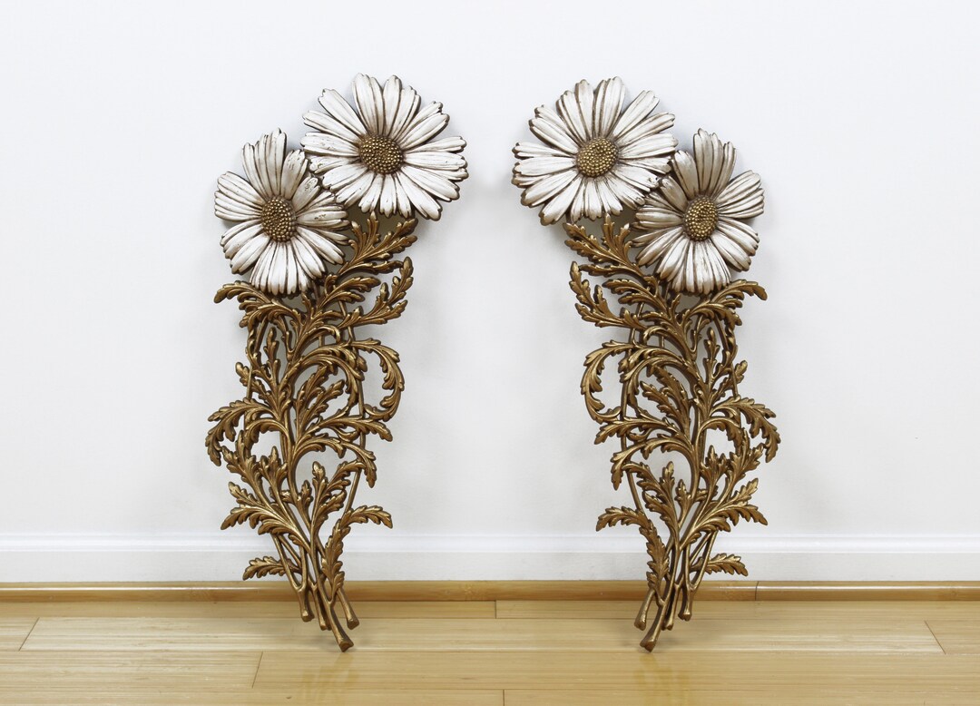 Vintage 70s Burwood Gold Daisy Flower Wall Hangings 24 Set Etsy
