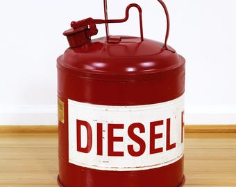 Vintage Large Red Safety Gas Can Diesel Fuel Petroliana Industrial Garage Farm Decor