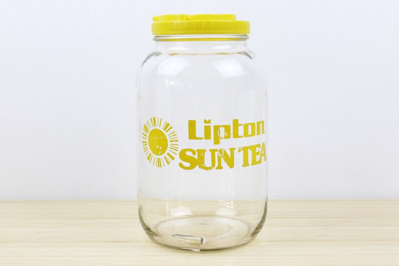 Vintage Lipton Sun Tea Jar 1 Gallon Jar With Flip Top Lid 10.5, Vintage