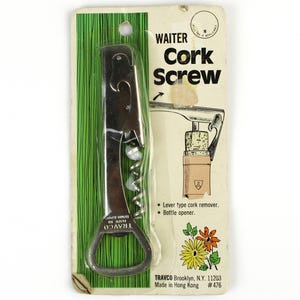 Vintage Travco Waiter Corkscrew Wine Opener Bottle Opener Hong Kong New Old Stock 1970s