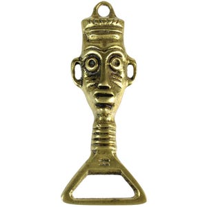 Vintage Tribal Tiki Brass Bottle Opener with Maker’s Mark