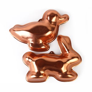 Vintage NEW Bunny Mold and Duck Mold Aluminum Copper Chocolate Jello Mold Animals