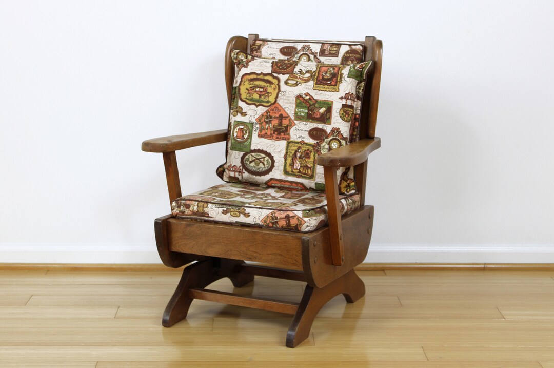 Vintage Kids Rocking Chair Wingback Platform Rocker Paddle Arms W