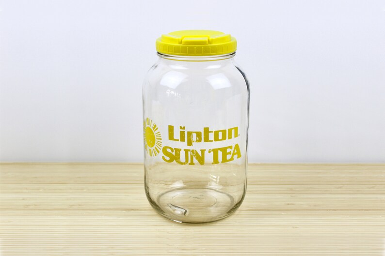Vintage Lipton Sun Tea Jar 1 Gallon Jar With Flip Top Lid 10.5, Vintage