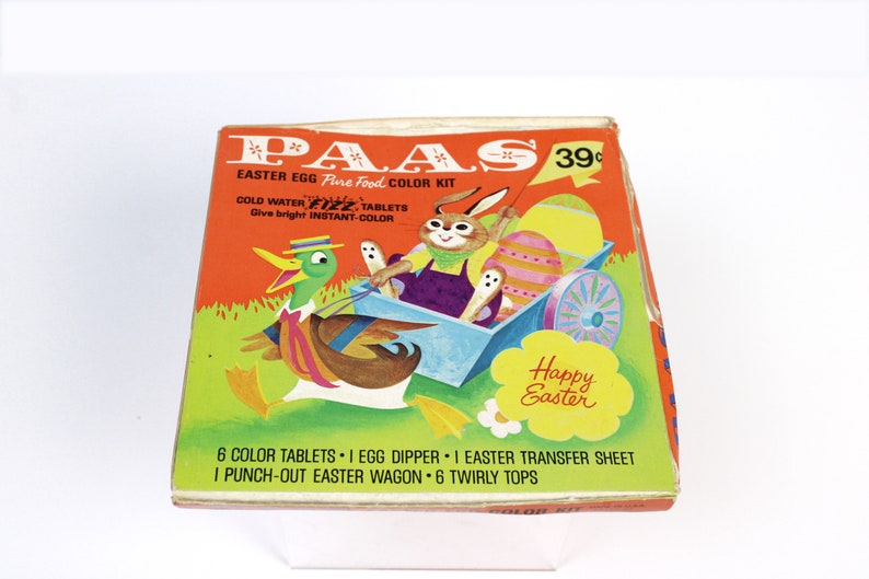 Vintage 1960's PAAS Easter Egg Color Dye Kit W/ Fizz Tablets and Easter