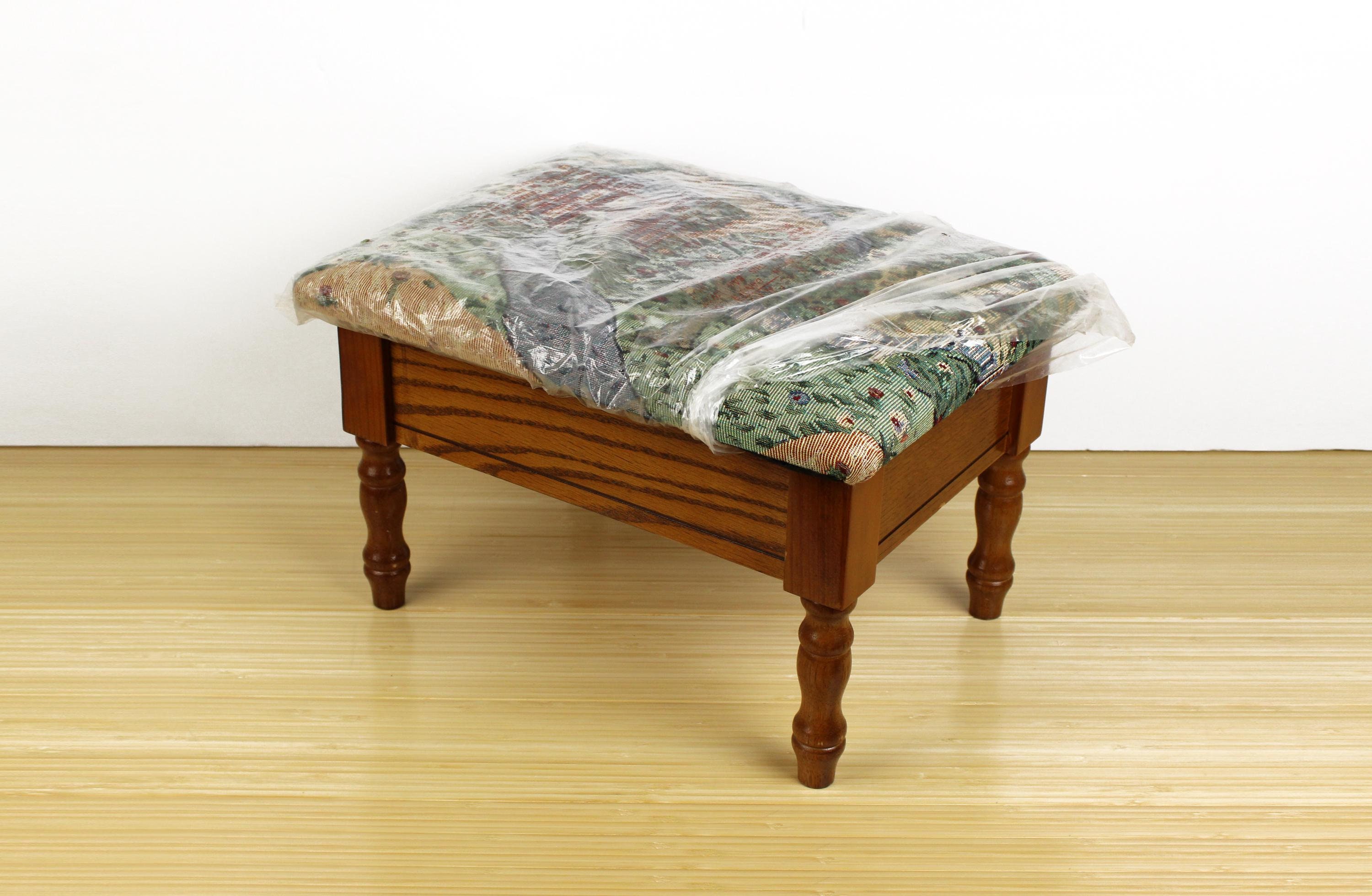 Unused Vintage Powell Tapestry Storage Footstool w Hinged Lid Sewing Storage Foot Stool