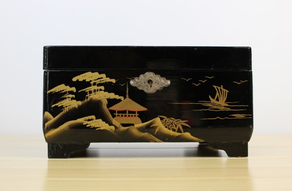 Vintage Japanese Lacquer Musical Jewelry Box with… - image 3
