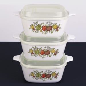 Set of 3 Corning Ware Spice of Life Casserole Dish with Lid Petite Pan P-43-B EXCELLENT, Casserole with Veggies