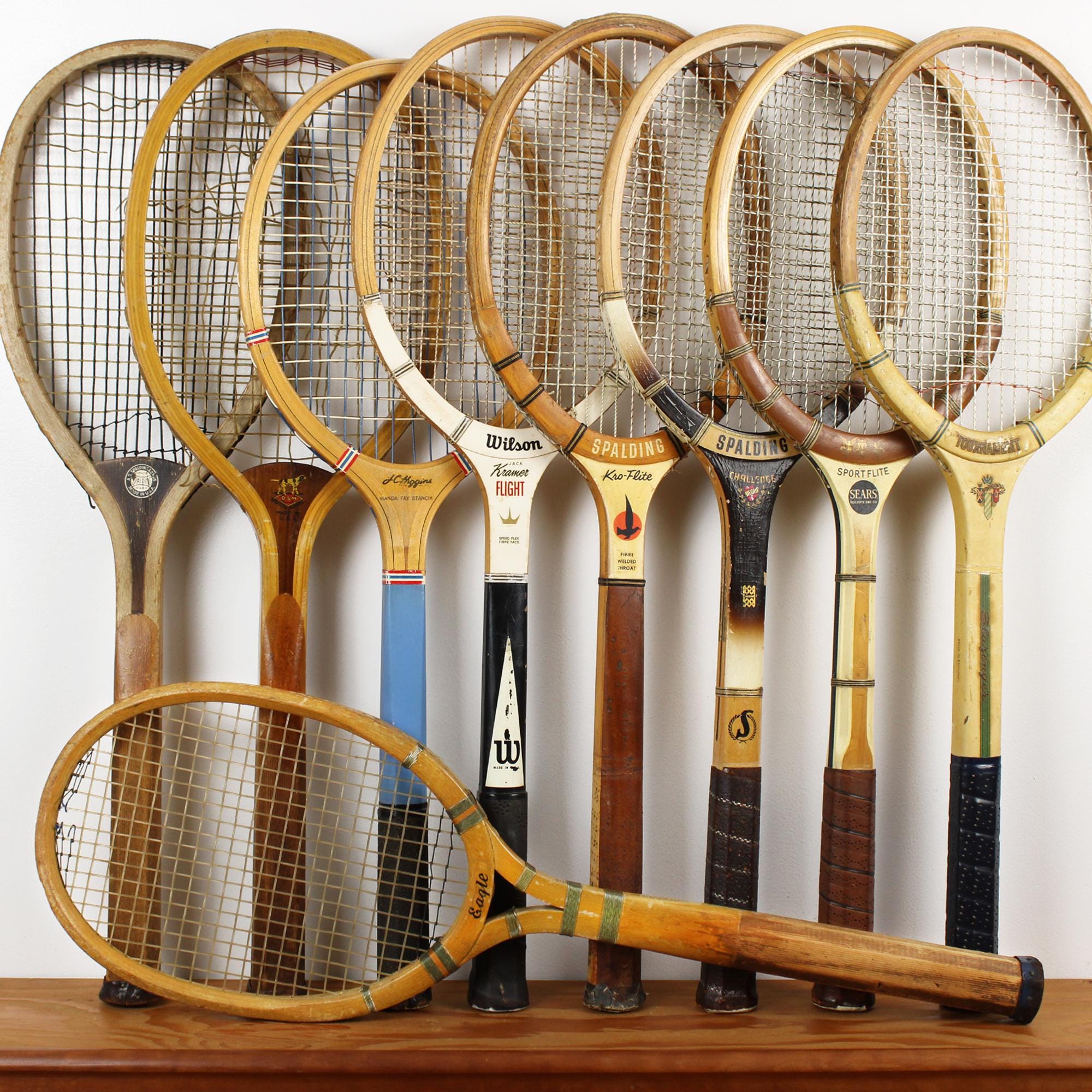 Antique Wood Tennis Racket - Etsy