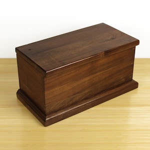 Vintage Black Walnut Keepsake Box, Handmade Heirloom Memory Box, Chest with Brass Hinges